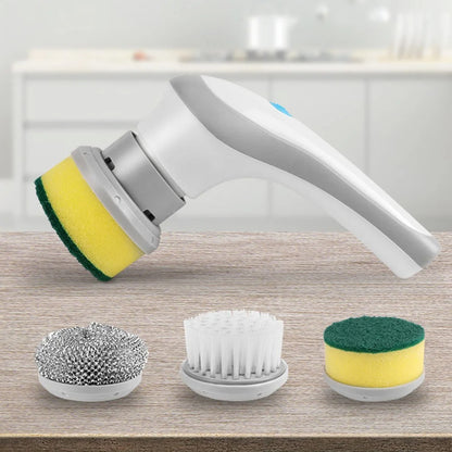 Electric Clean Brush Multifunctional Wireless Clean Brush 360 Degree Rotation 3 Replaceable Brush Heads Bathroom Kitchen Cleaner